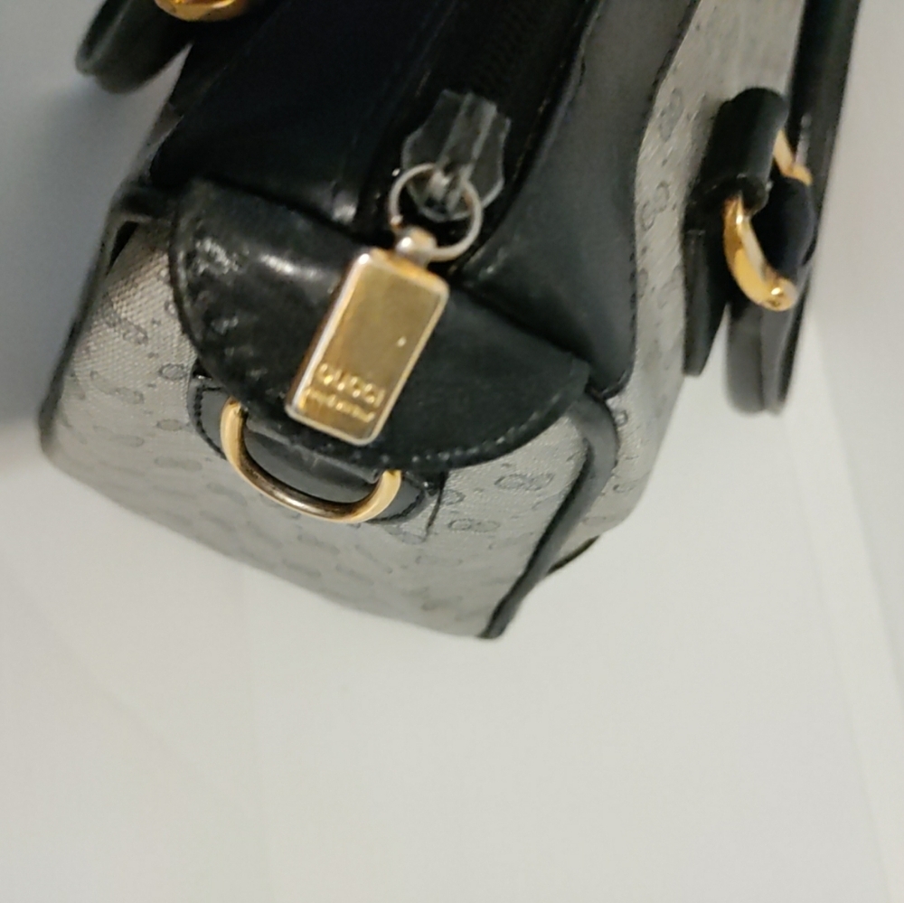 GUCCI 70s Vintage Boston Bag – Blue GG Monogram Leather Handbag - Picture 8 of 16